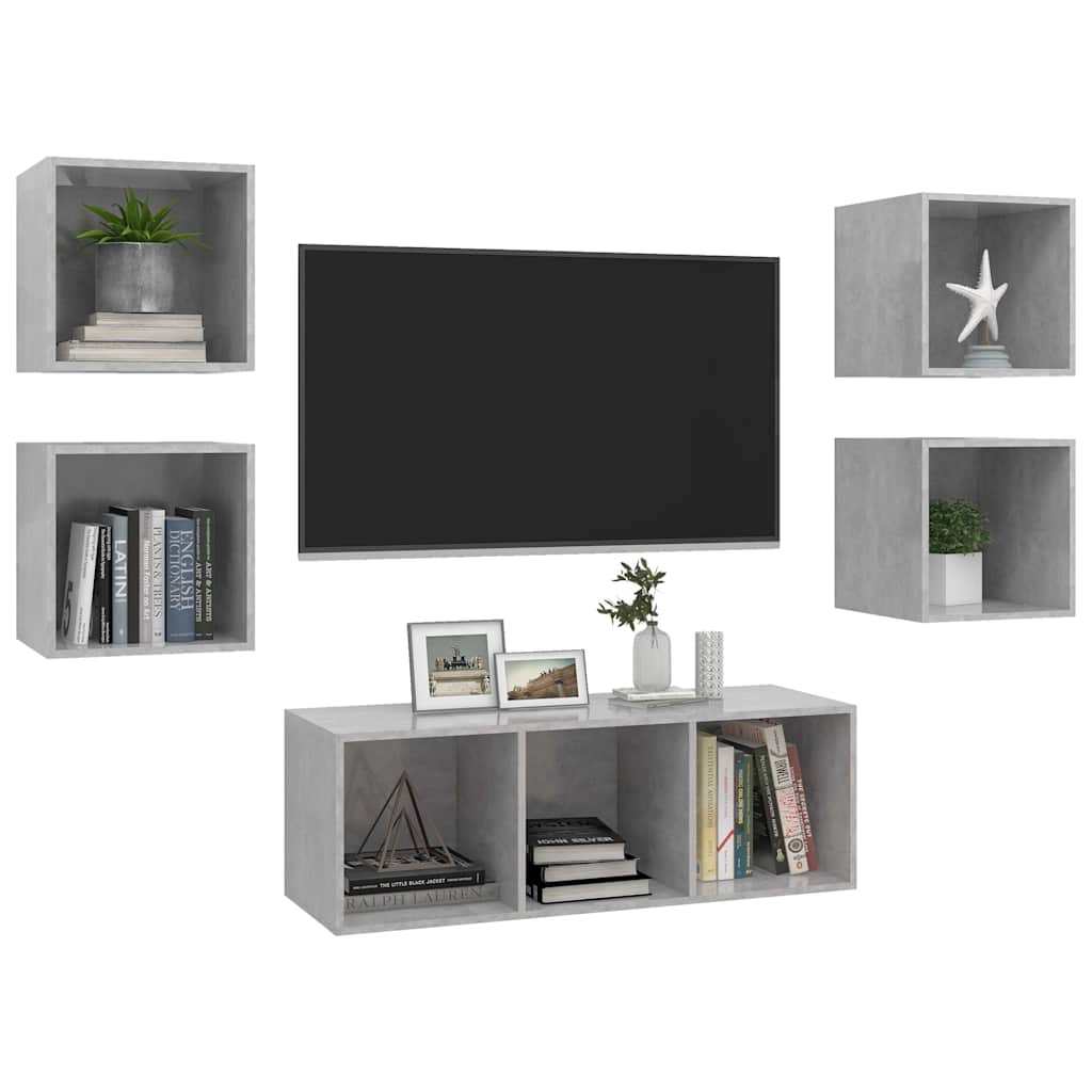 vidaXL 5-delige Tv-meubelset bewerkt hout wit