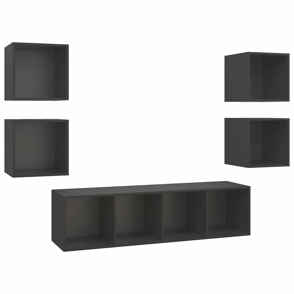vidaXL 5-delige Tv-meubelset bewerkt hout wit