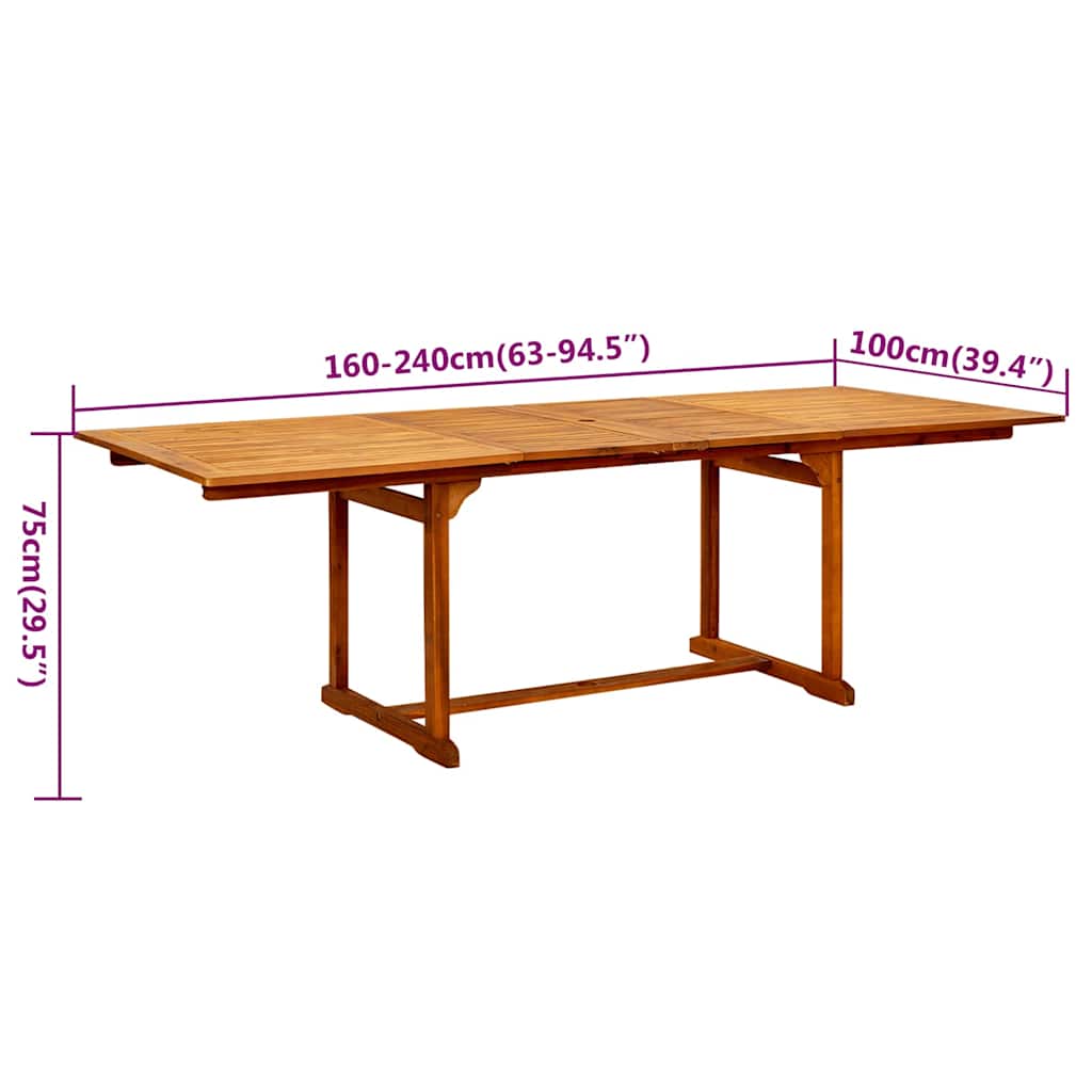 vidaXL 7-delige Tuinset massief acaciahout 160-240 cm
