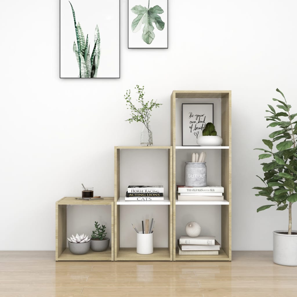 vidaXL 3-Piece TV Cabinet Set Engineered Wood White