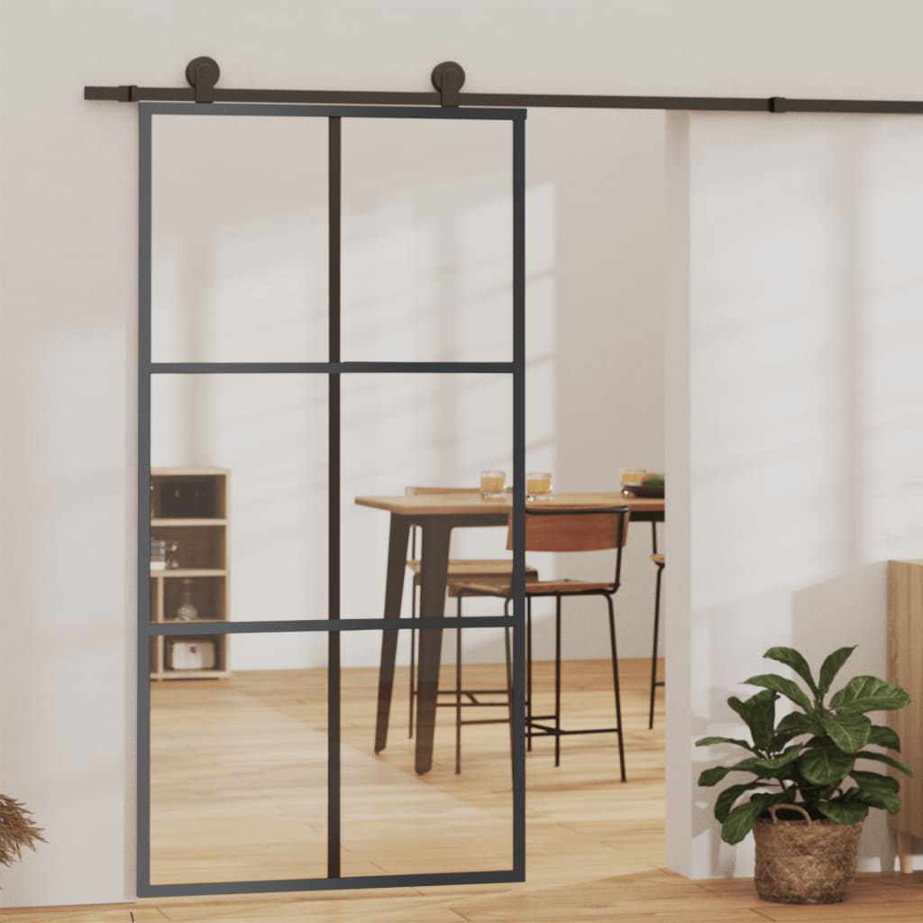 vidaXL Sliding Door with Hardware 76x205 cm Aluminum and ESG Glass