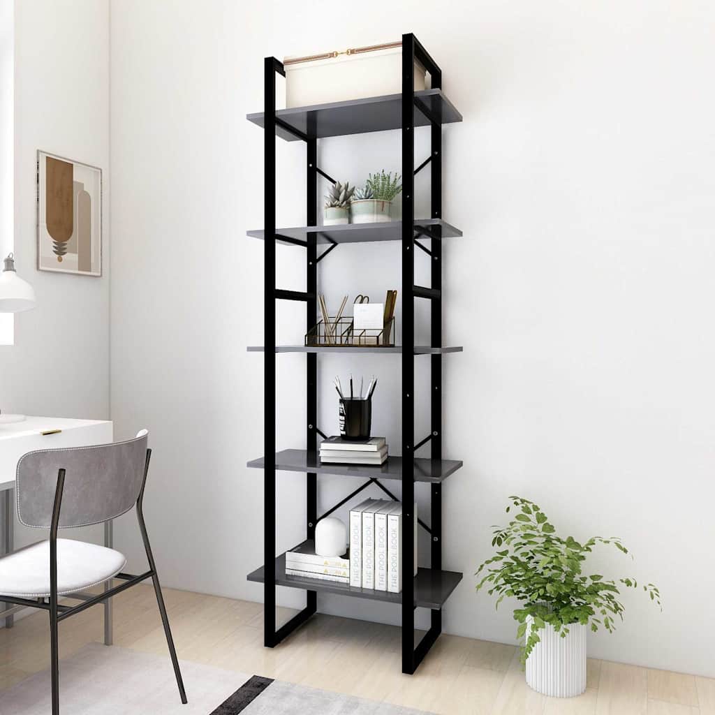 vidaXL Bookcase with 5 Shelves 40x30x175 cm Engineered Wood White