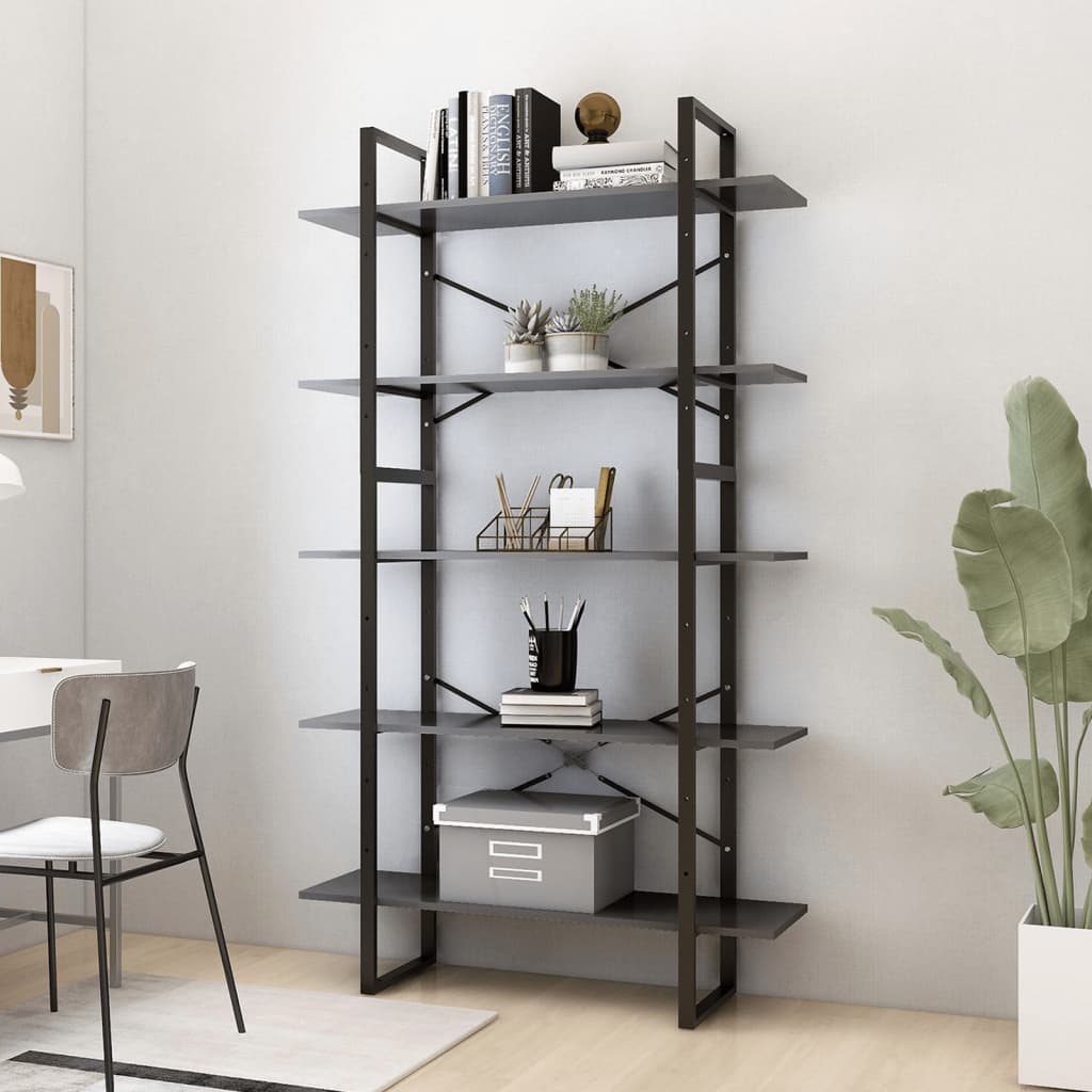 vidaXL Bookcase with 5 Shelves 40x30x175 cm Engineered Wood White