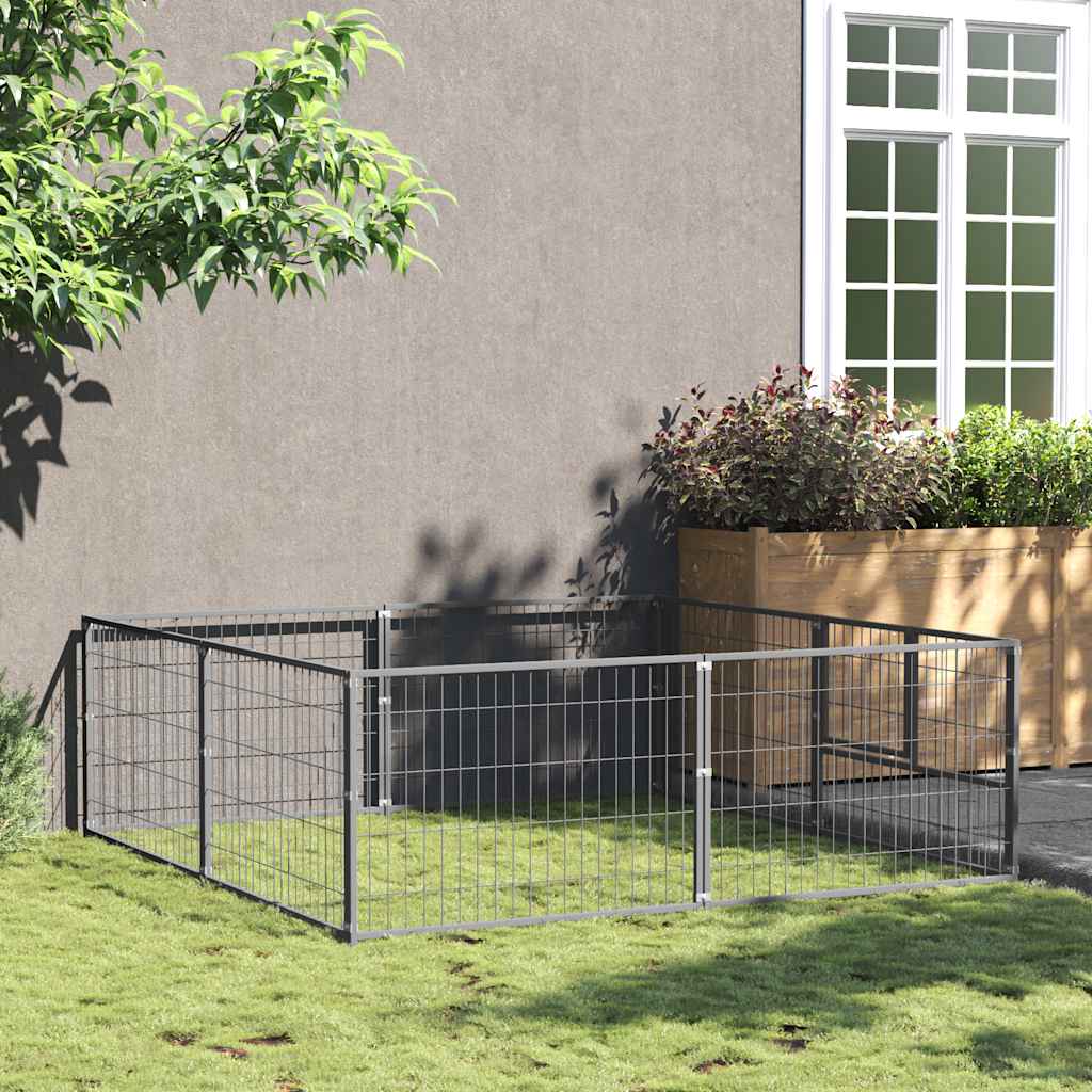vidaXL Dog Kennel 4 m² Steel Black