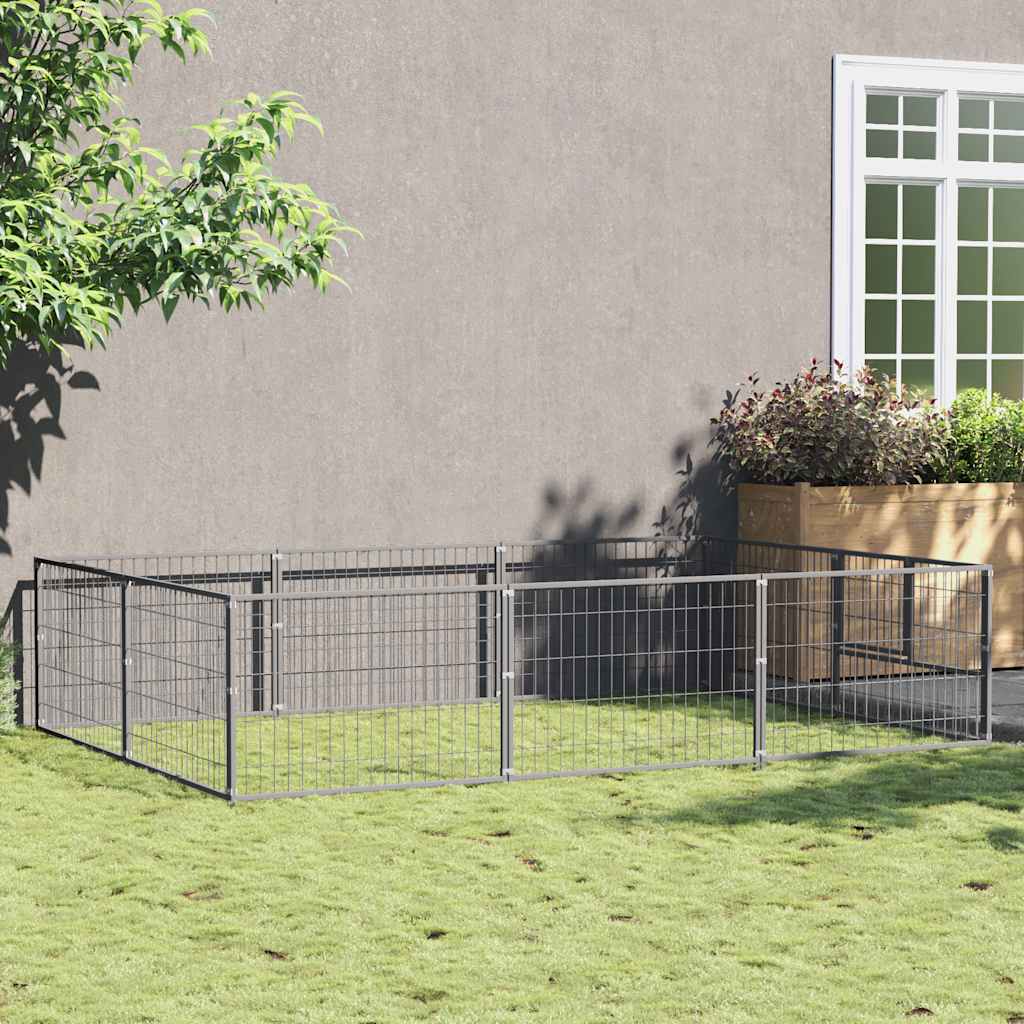 vidaXL Dog Kennel 4 m² Steel Black