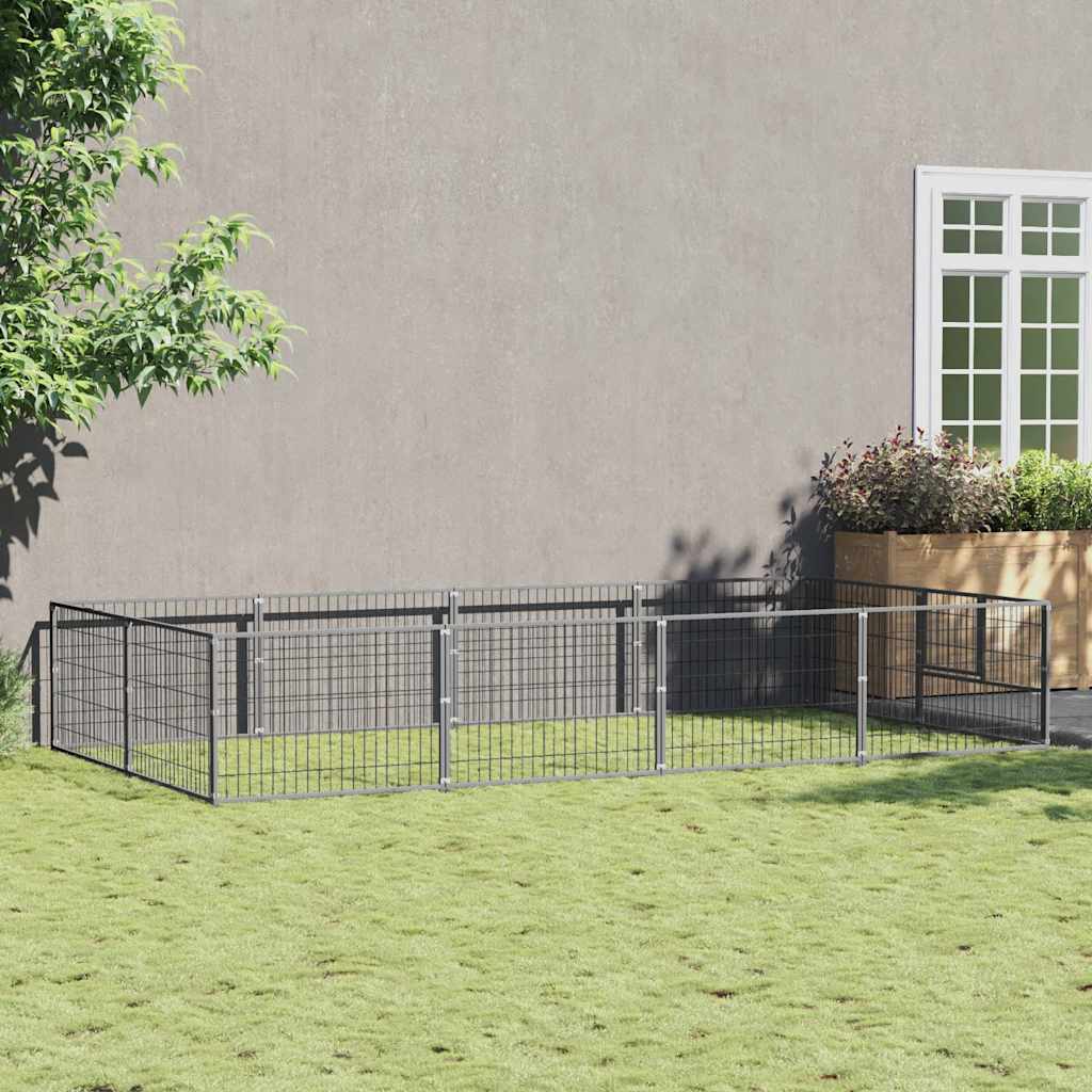 vidaXL Dog Kennel 4 m² Steel Black