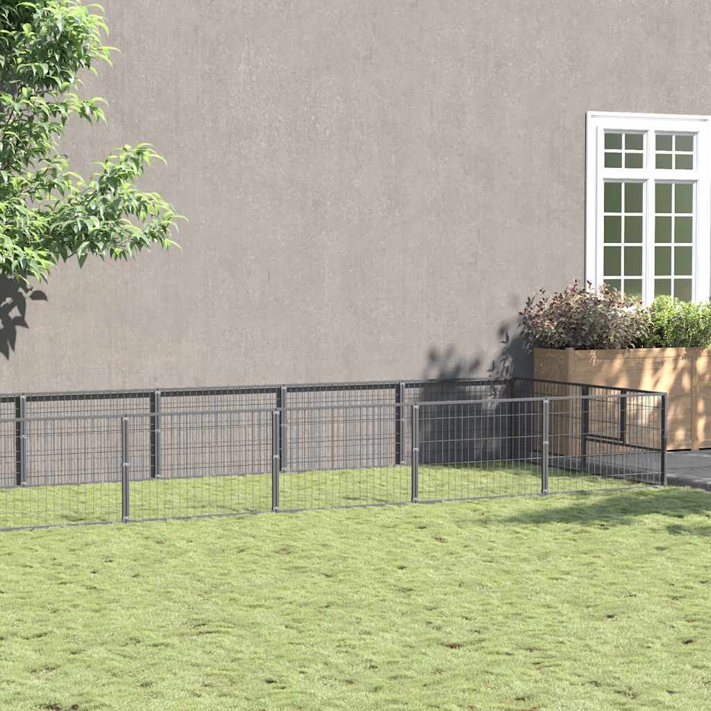 vidaXL Dog Kennel 4 m² Steel Black