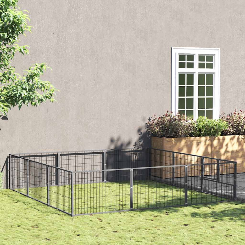 vidaXL Dog Kennel 4 m² Steel Black