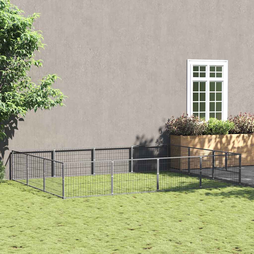 vidaXL Dog Kennel 4 m² Steel Black