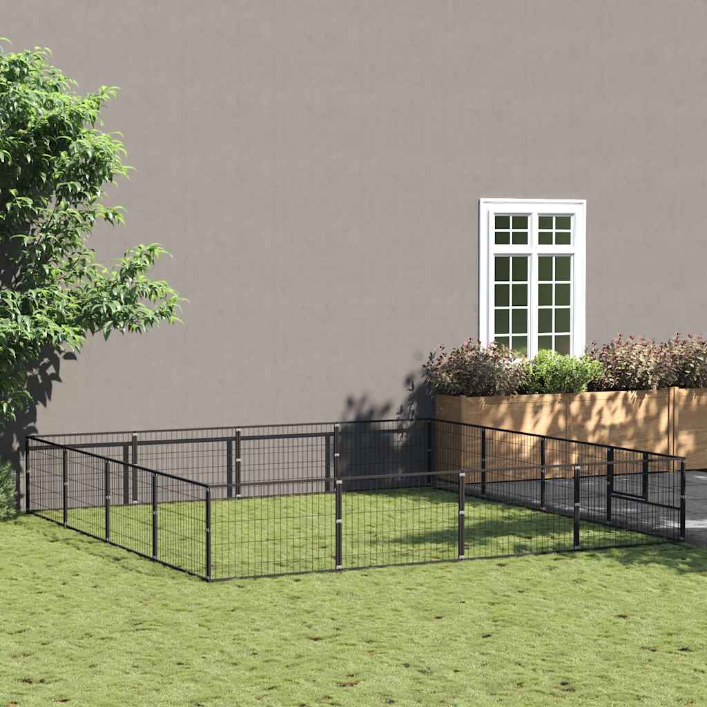 vidaXL Dog Kennel 4 m² Steel Black