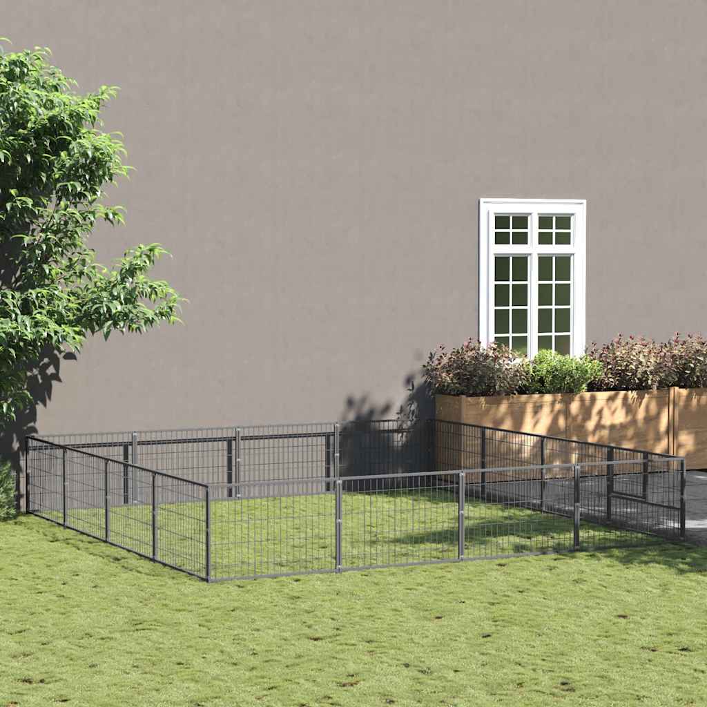 vidaXL Dog Kennel 4 m² Steel Black