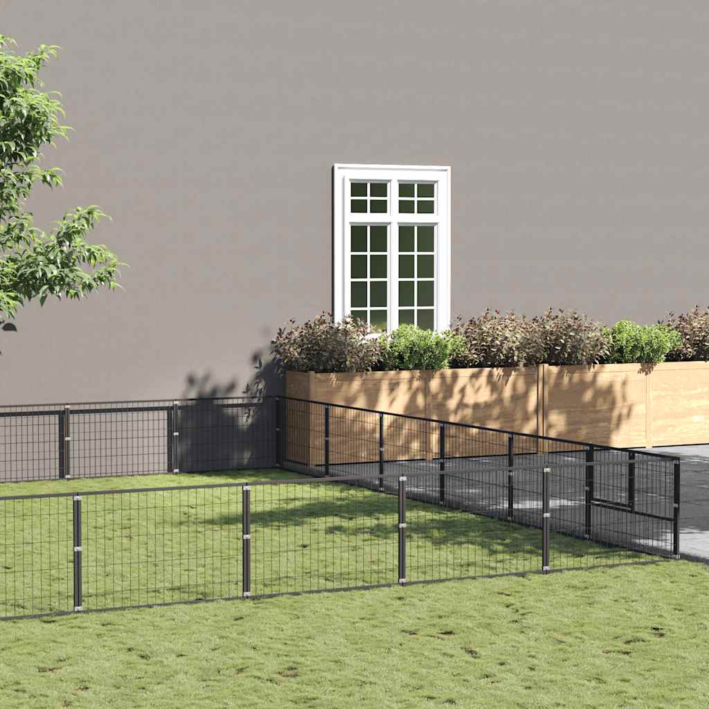 vidaXL Dog Kennel 4 m² Steel Black