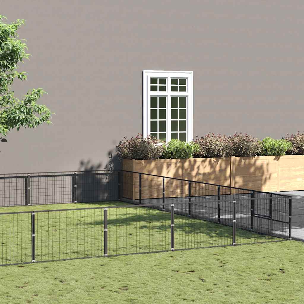 vidaXL Dog Kennel 4 m² Steel Black