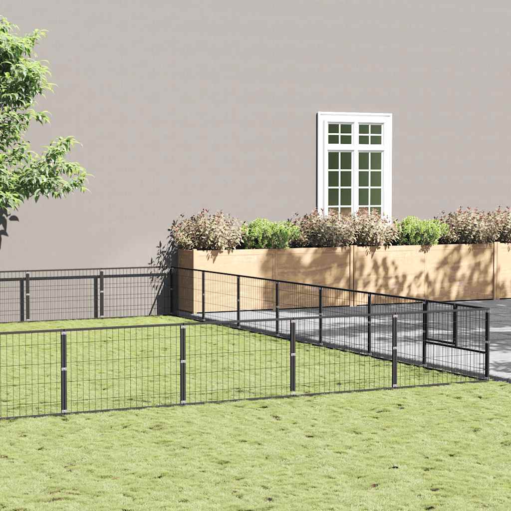 vidaXL Dog Kennel 4 m² Steel Black