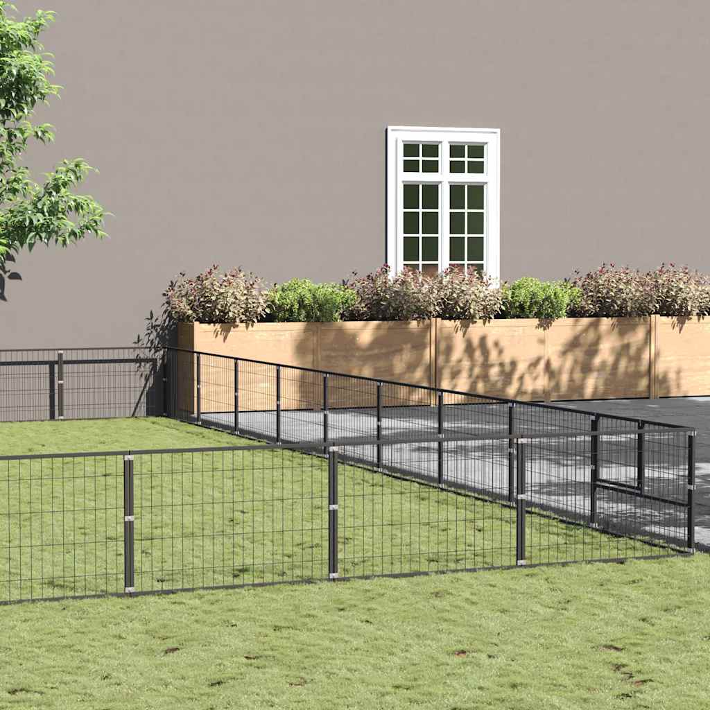 vidaXL Dog Kennel 4 m² Steel Black