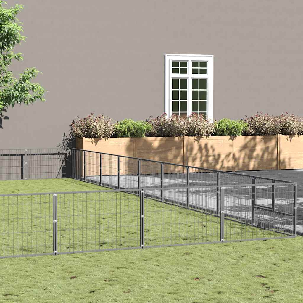vidaXL Dog Kennel 4 m² Steel Black