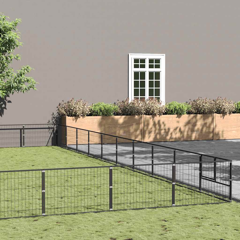 vidaXL Dog Kennel 4 m² Steel Black