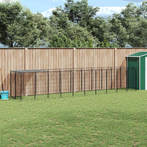vidaXL Hondenkennel 110x110x110 cm staal zwart