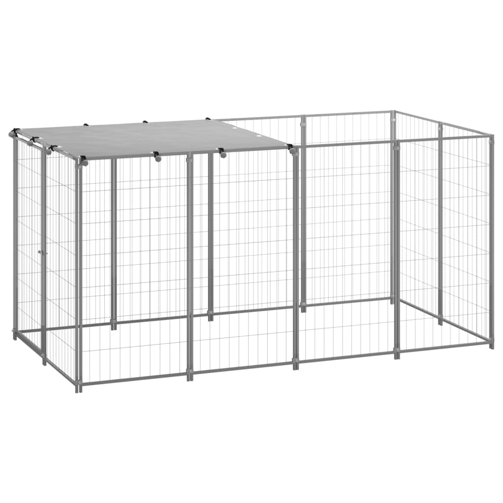vidaXL Hondenkennel 110x110x110 cm staal zwart