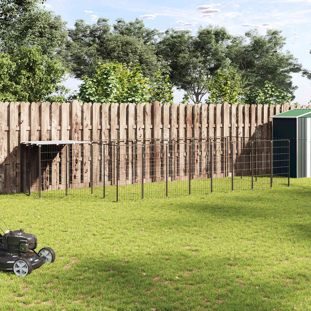 vidaXL Dog Kennel 6.05 m² Steel Black