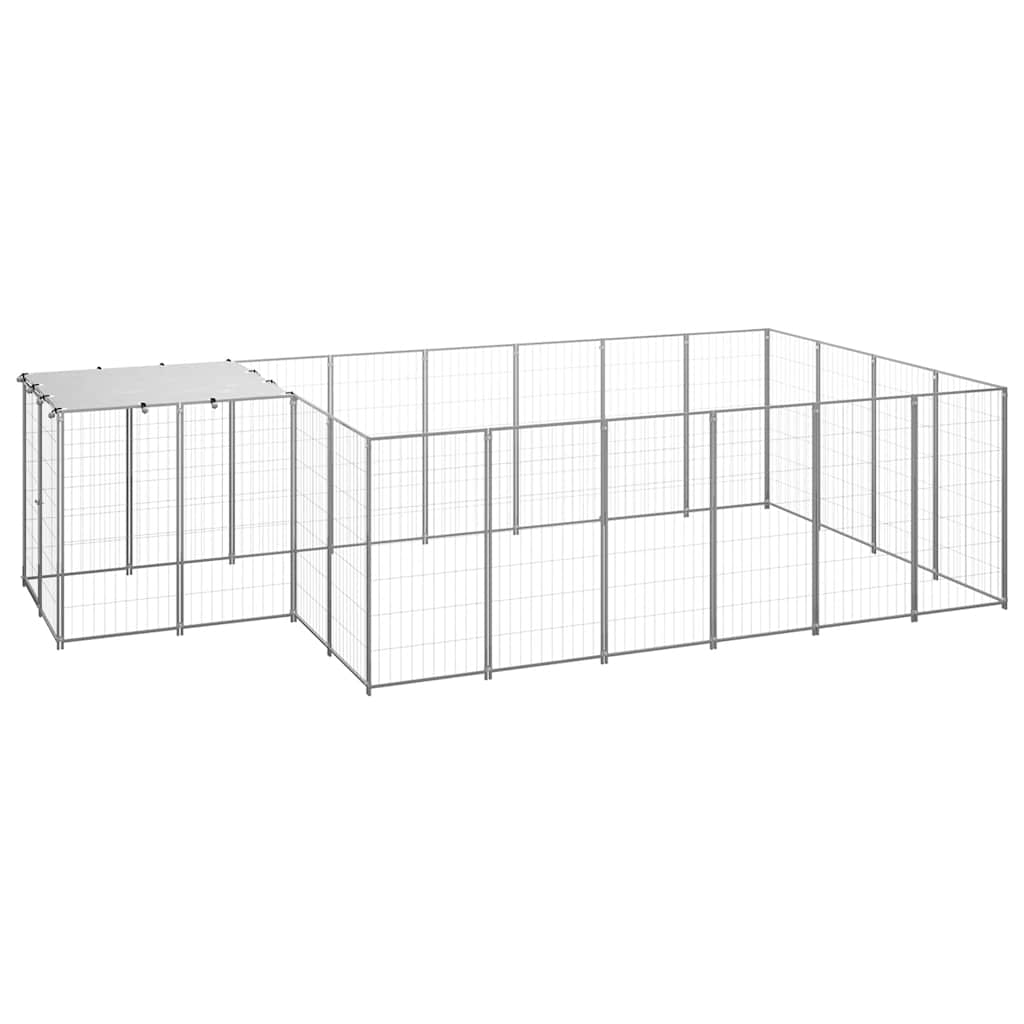 vidaXL Dog Kennel 6.05 m² Steel Black