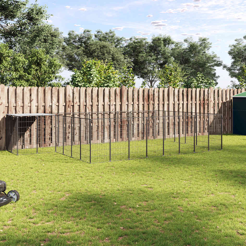 vidaXL Dog Kennel 4.84 m² Steel Black