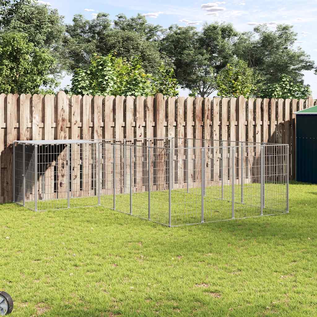 vidaXL Dog Kennel 4.84 m² Steel Black