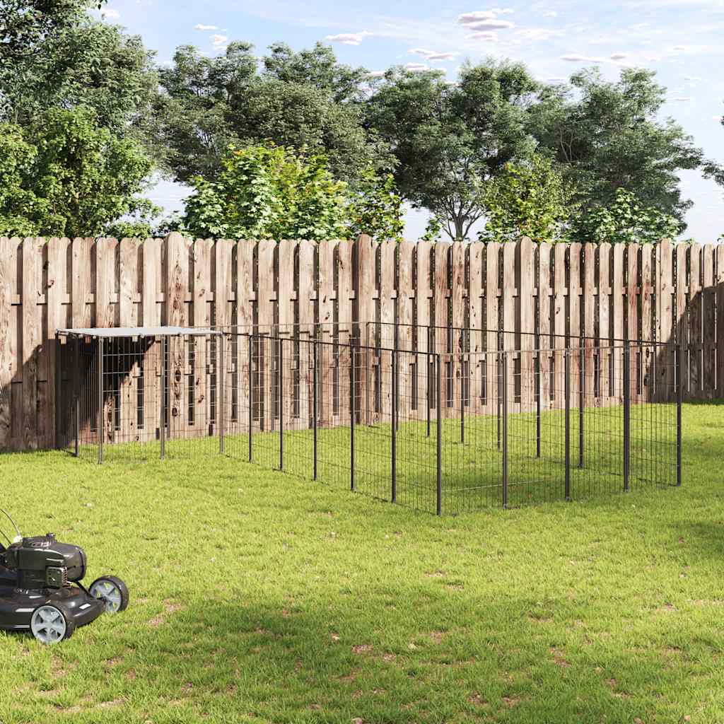 vidaXL Dog Kennel 6.05 m² Steel Black