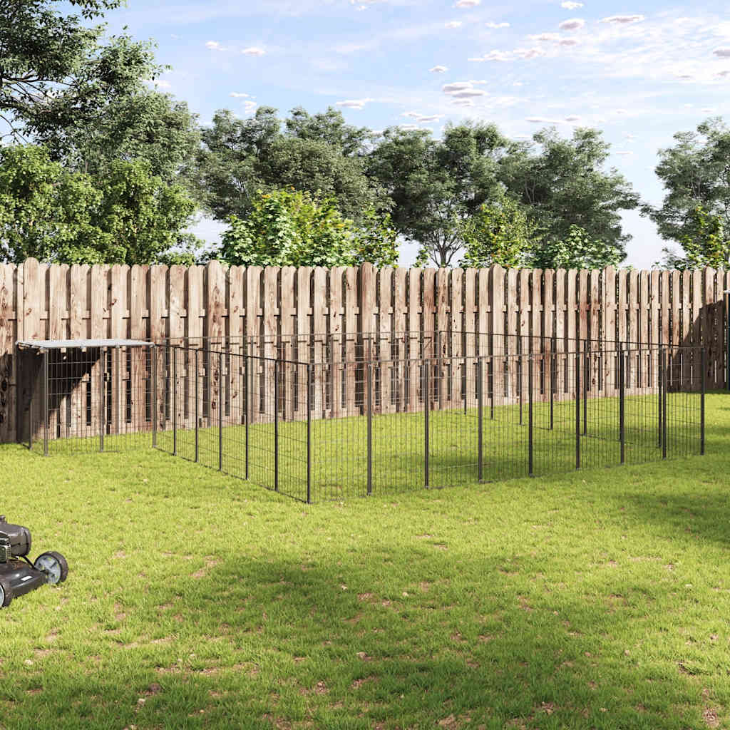 vidaXL Dog Kennel 6.05 m² Steel Black