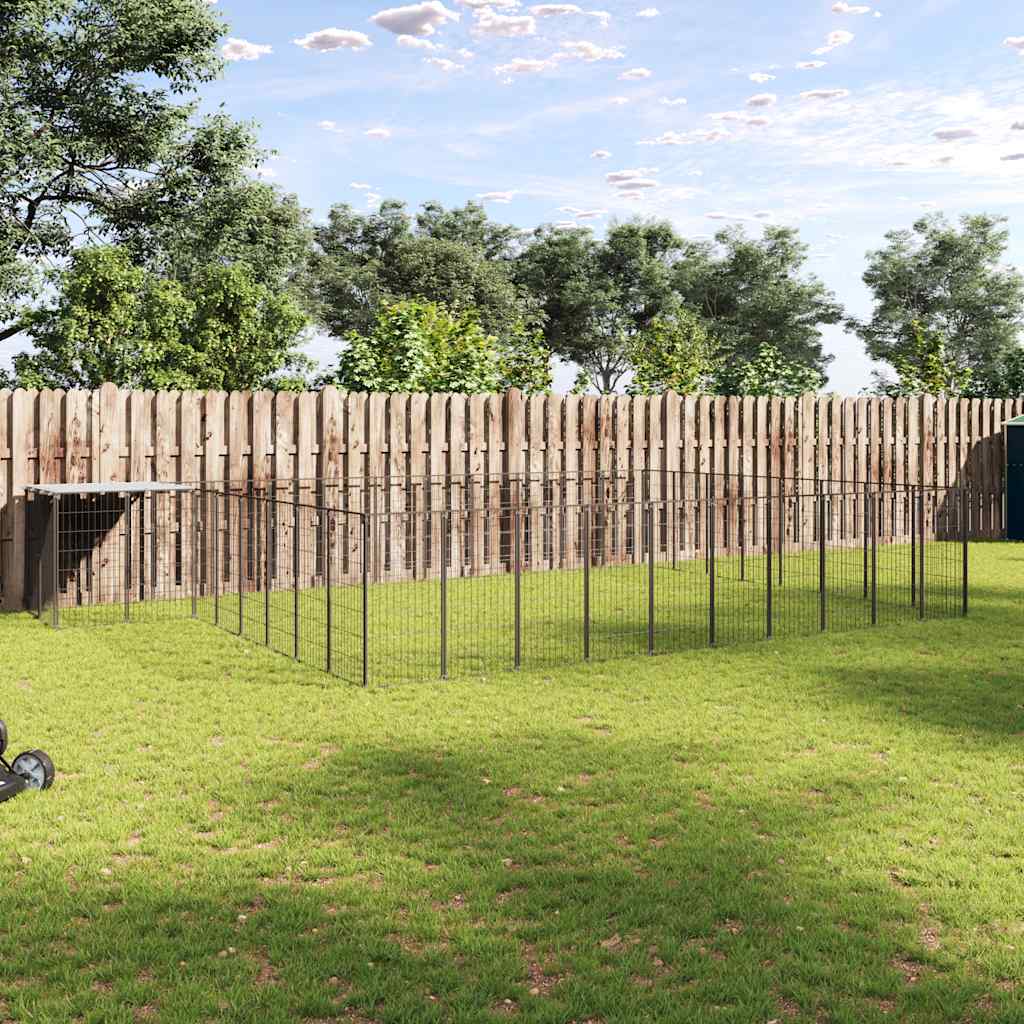 vidaXL Dog Kennel 6.05 m² Steel Black