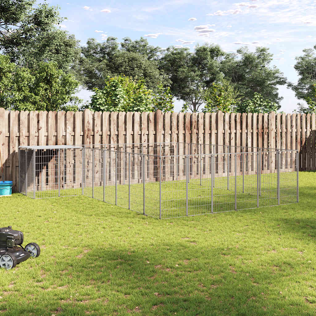 vidaXL Dog Kennel 6.05 m² Steel Black