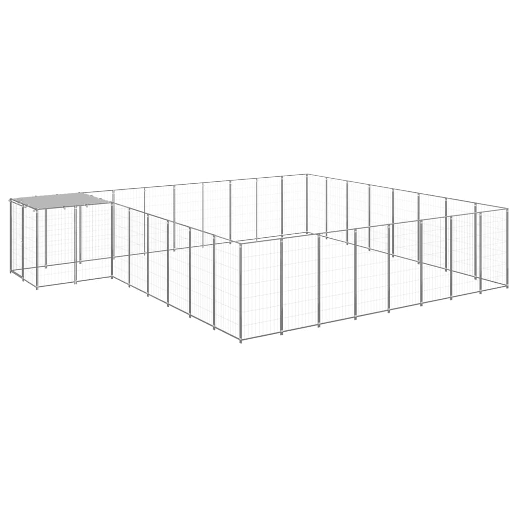 vidaXL Dog Kennel 6.05 m² Steel Black