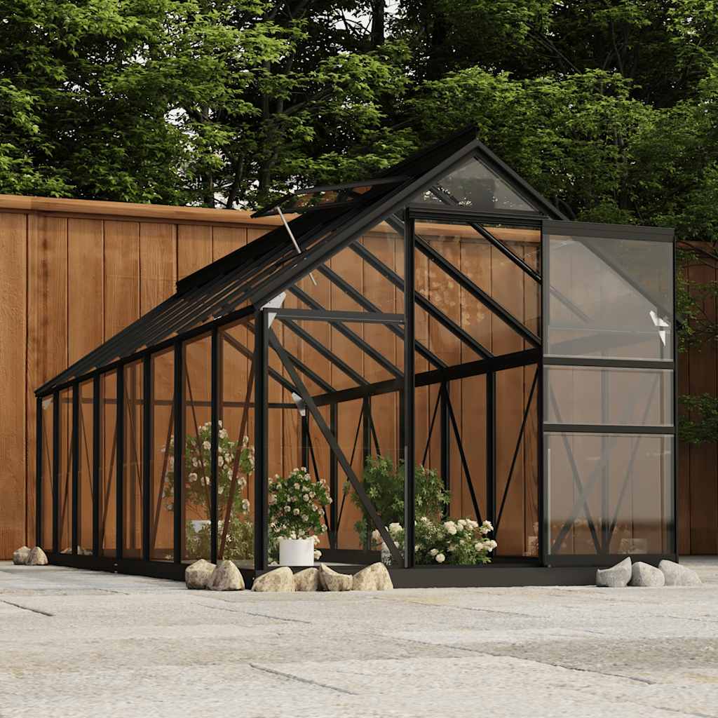 vidaXL Kweekkas 155x103x191 cm aluminium en glas antracietkleurig