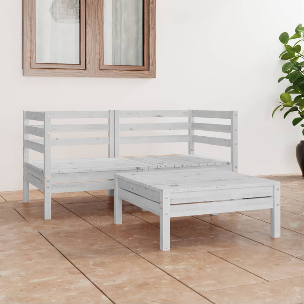 vidaXL 3-delige Loungeset massief grenenhout