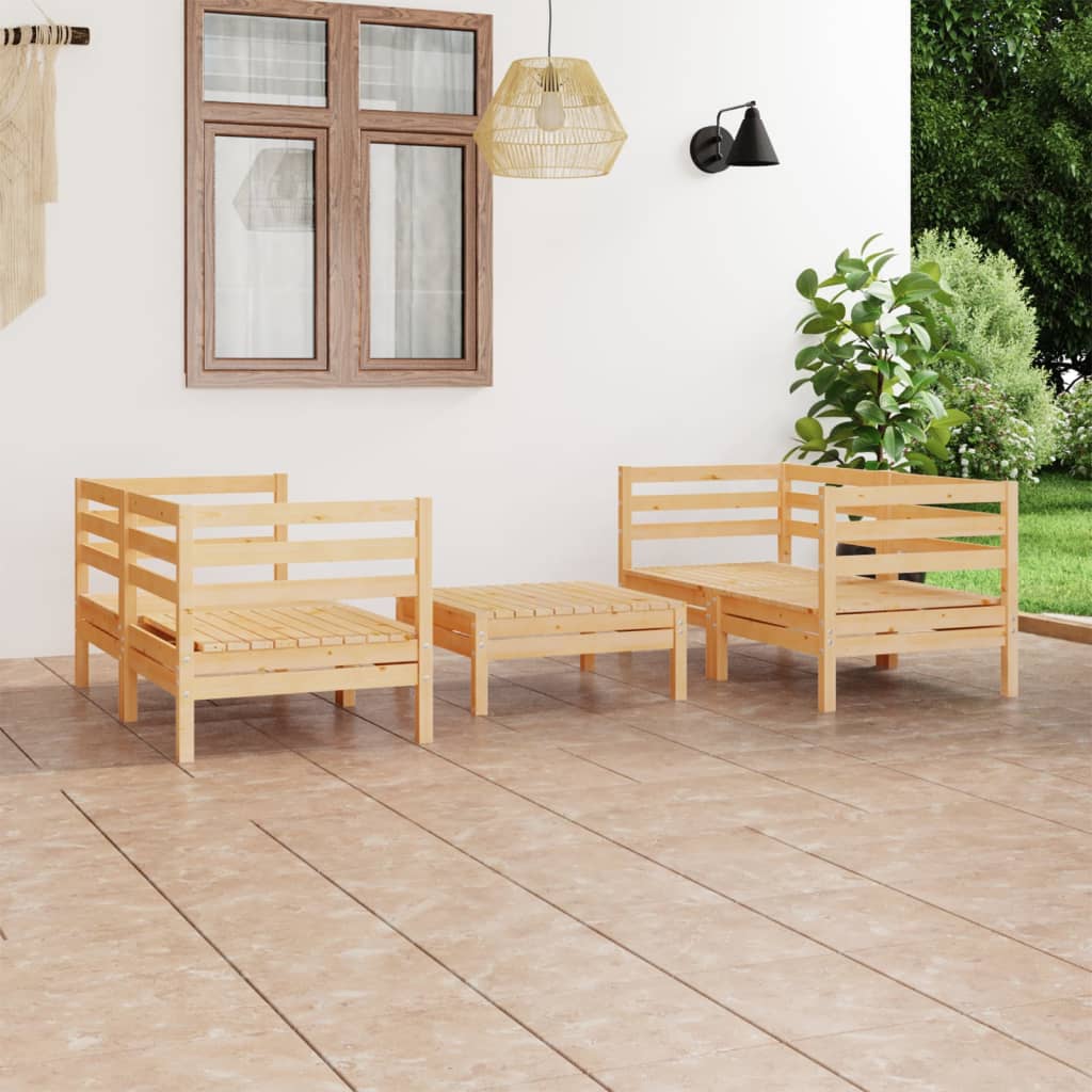 vidaXL 5-piece Lounge Set Solid Pine Wood White
