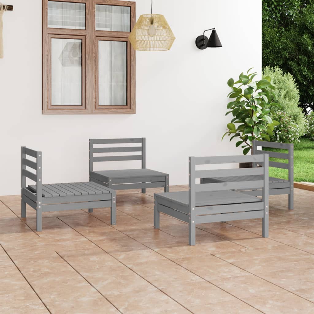vidaXL 4-Piece Solid Pine Wood Lounge Set