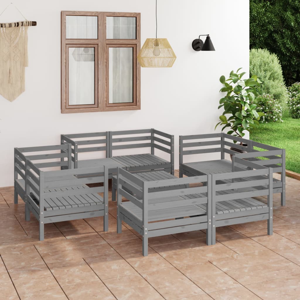 vidaXL 9-piece Lounge Set Solid Pinewood White