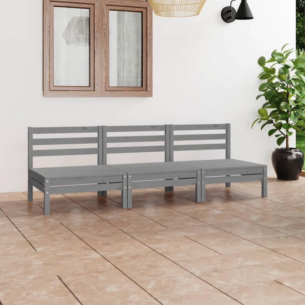 vidaXL 3-delige Loungeset massief grenenhout