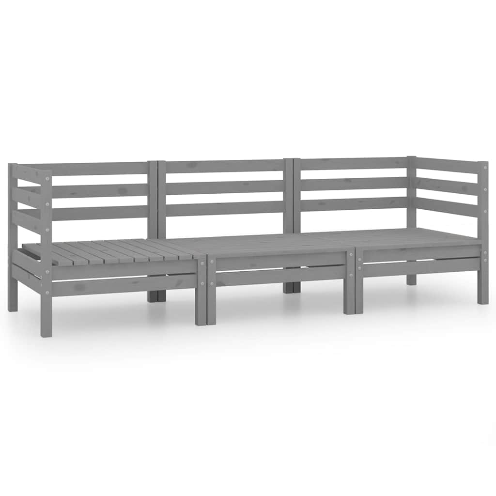 vidaXL 3-delige Loungeset massief grenenhout wit