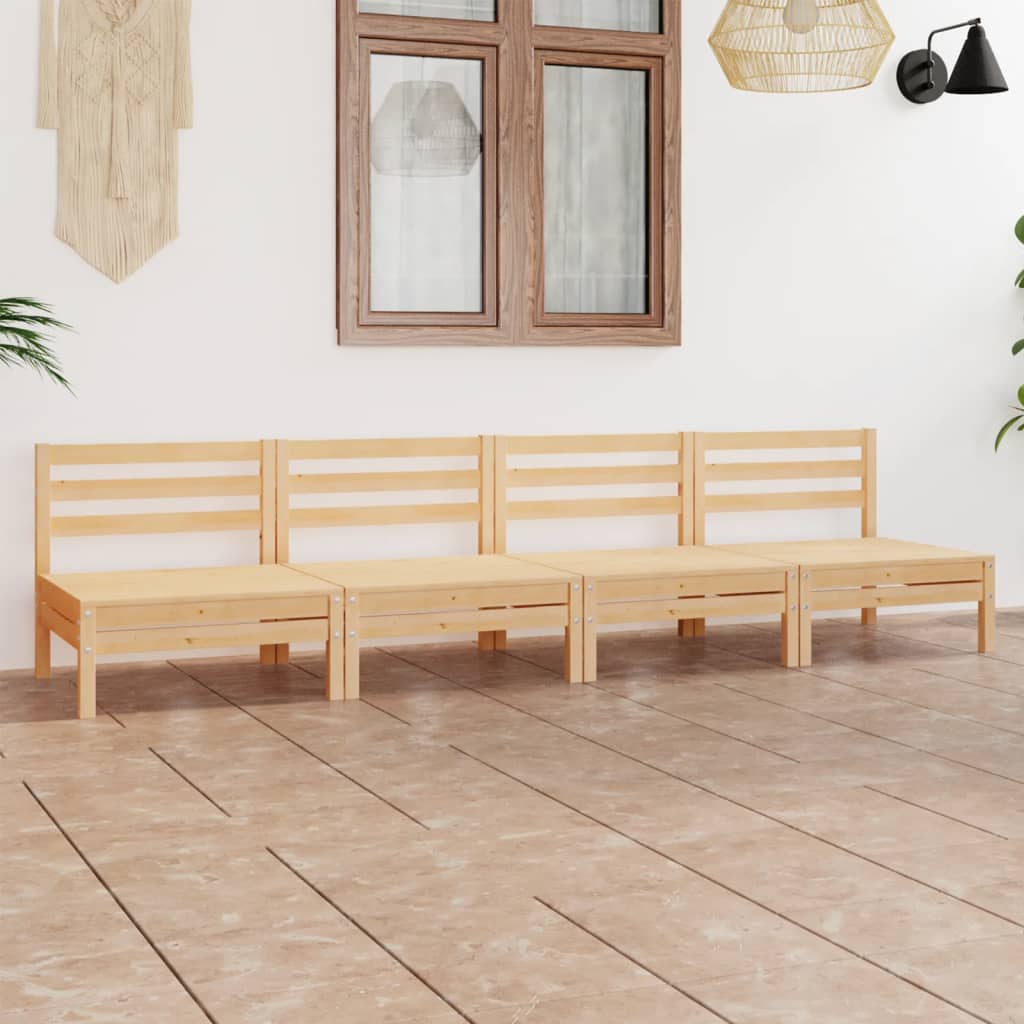 vidaXL 4-Piece Solid Pine Wood Lounge Set