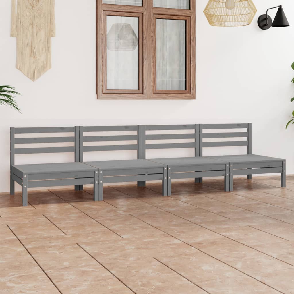 vidaXL 4-Piece Solid Pine Wood Lounge Set