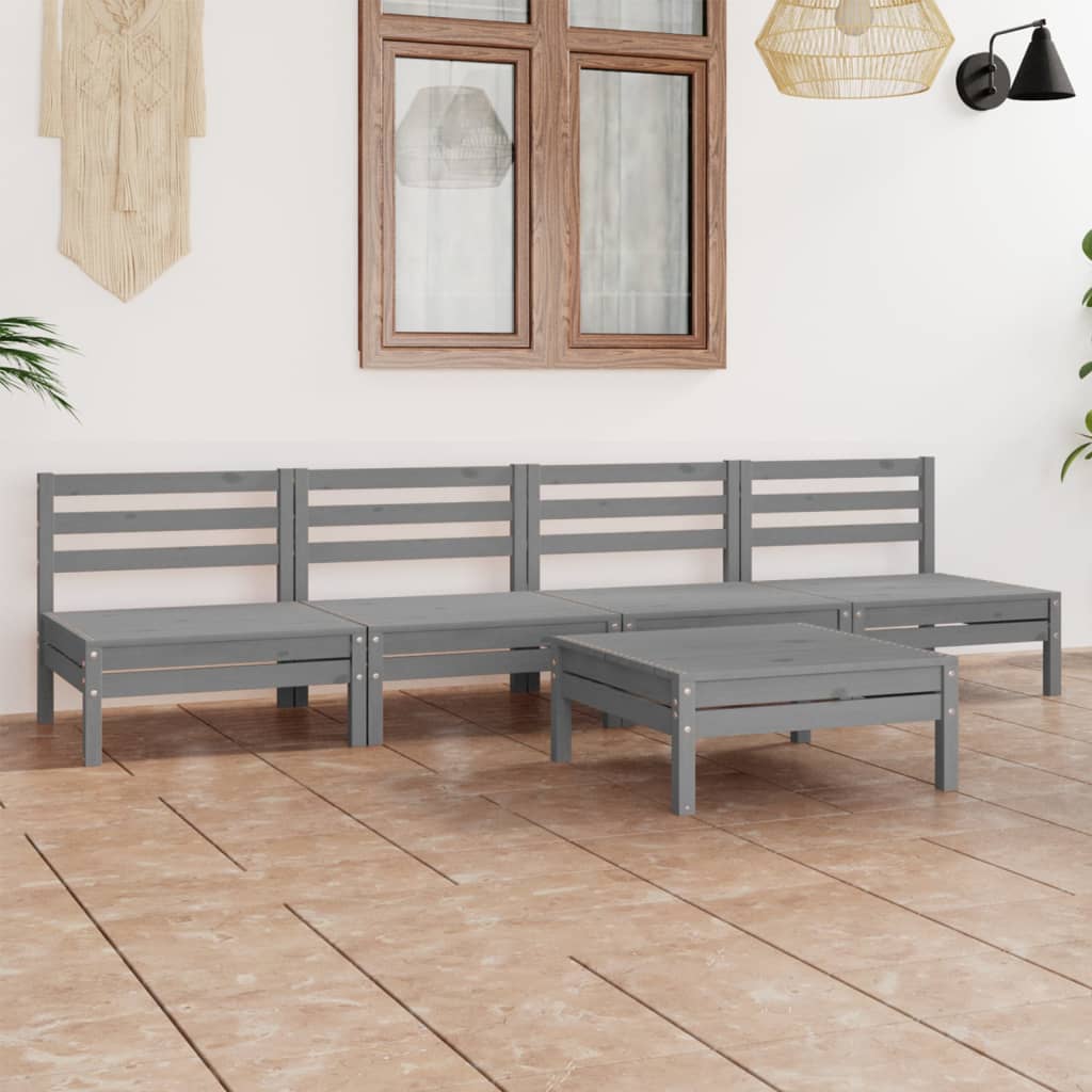 vidaXL 5-piece Lounge Set Solid Pine Wood White