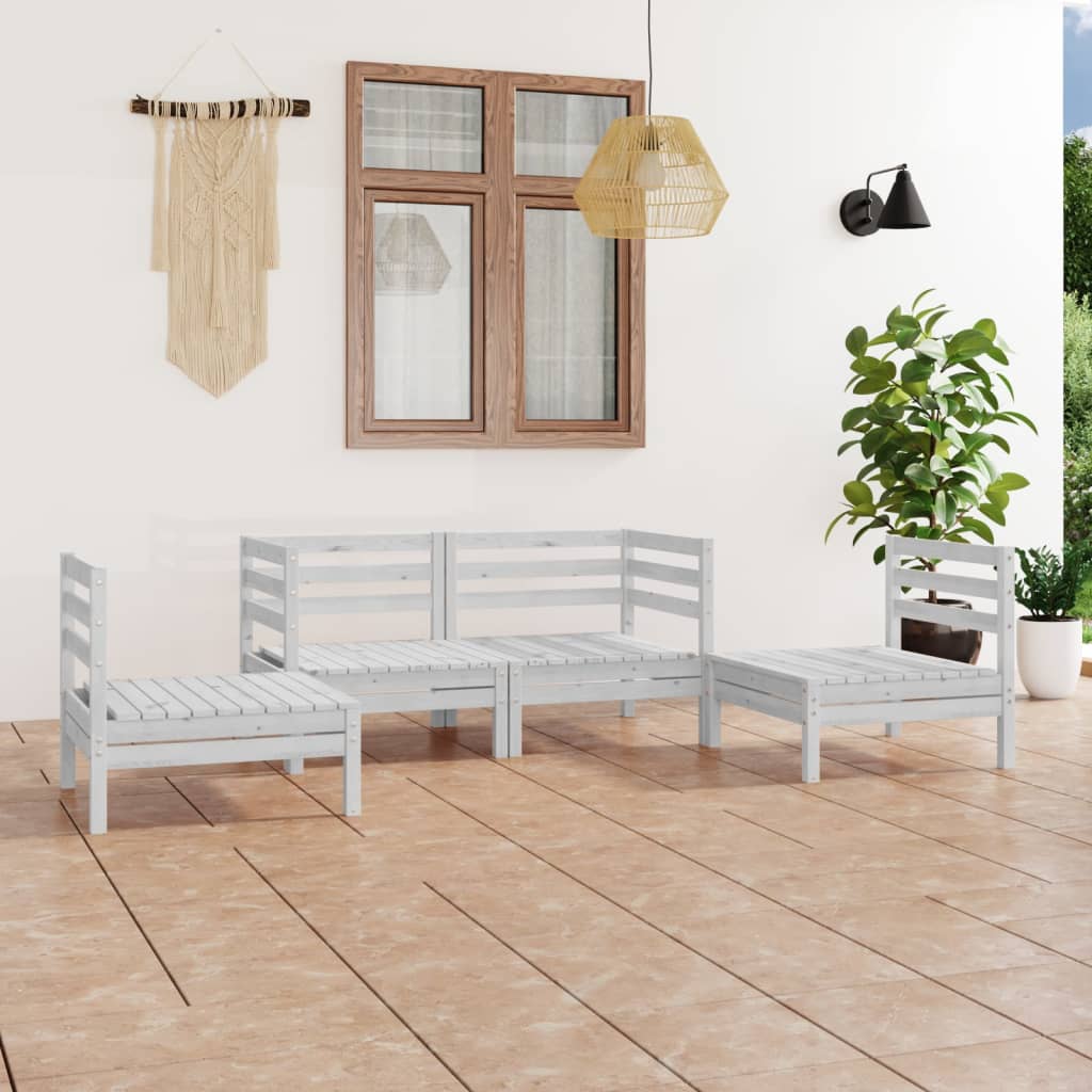 vidaXL 4-Piece Solid Pine Wood Lounge Set