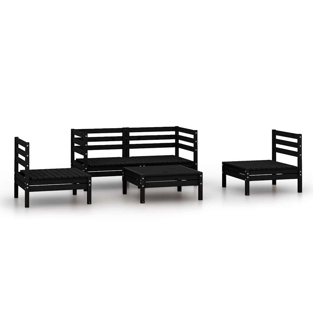 vidaXL 5-delige Loungeset massief grenenhout wit