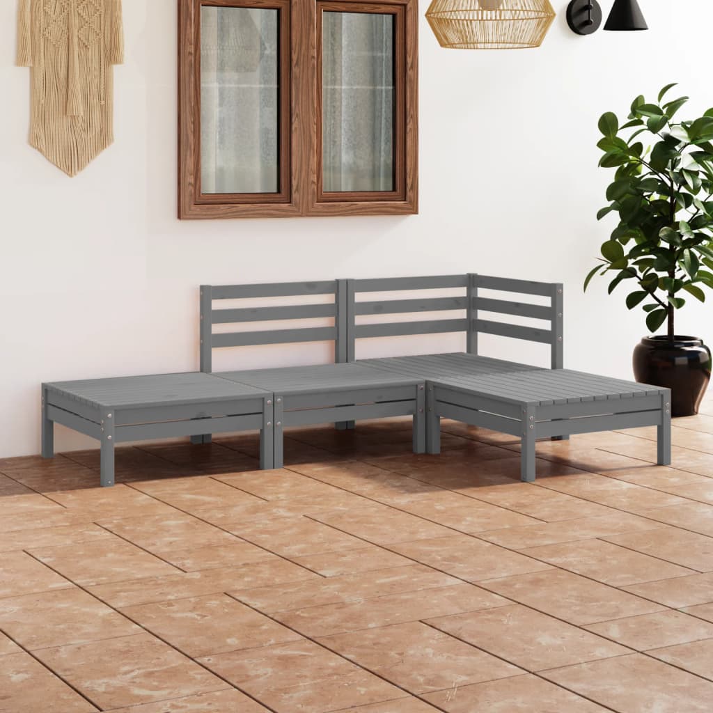 vidaXL 4-Piece Solid Pine Wood Lounge Set