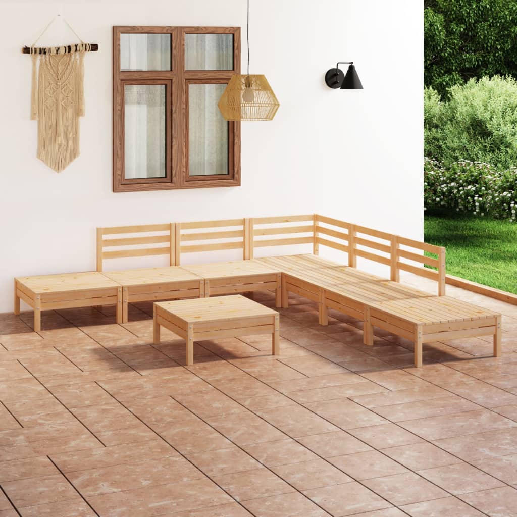 vidaXL 8-delige Loungeset massief grenenhout wit