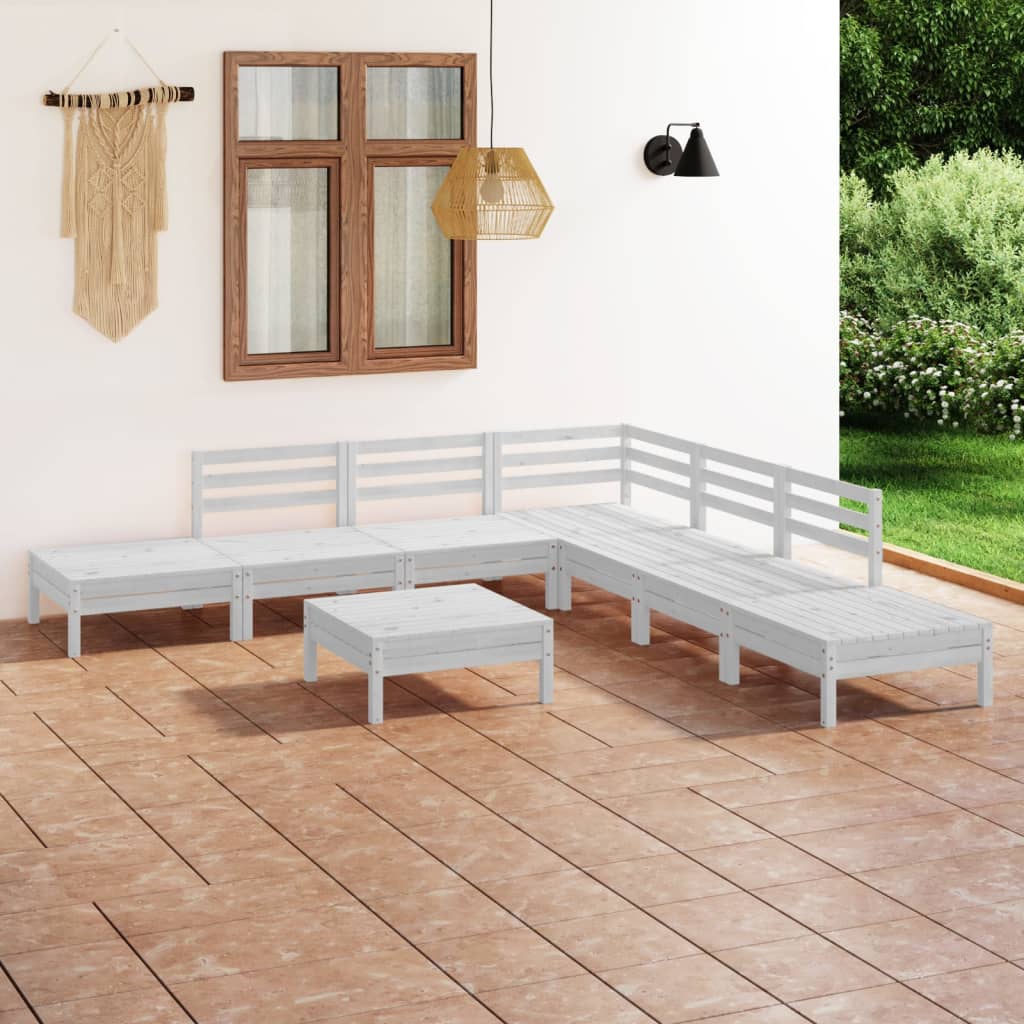 vidaXL 8-delige Loungeset massief grenenhout wit
