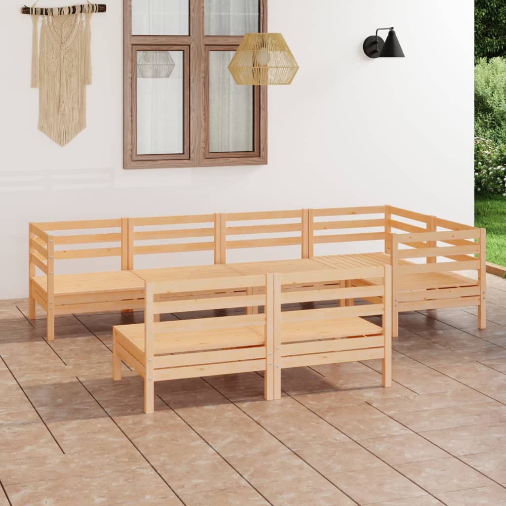 vidaXL 7-Piece Lounge Set Solid Pine Wood