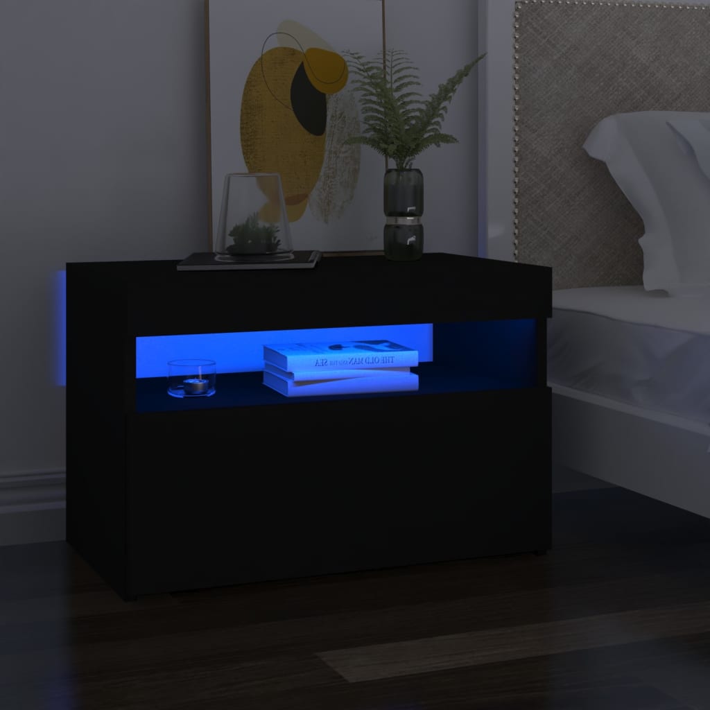 vidaXL Nachtkastje met LED-verlichting 60x35x40 cm bewerkt hout wit
