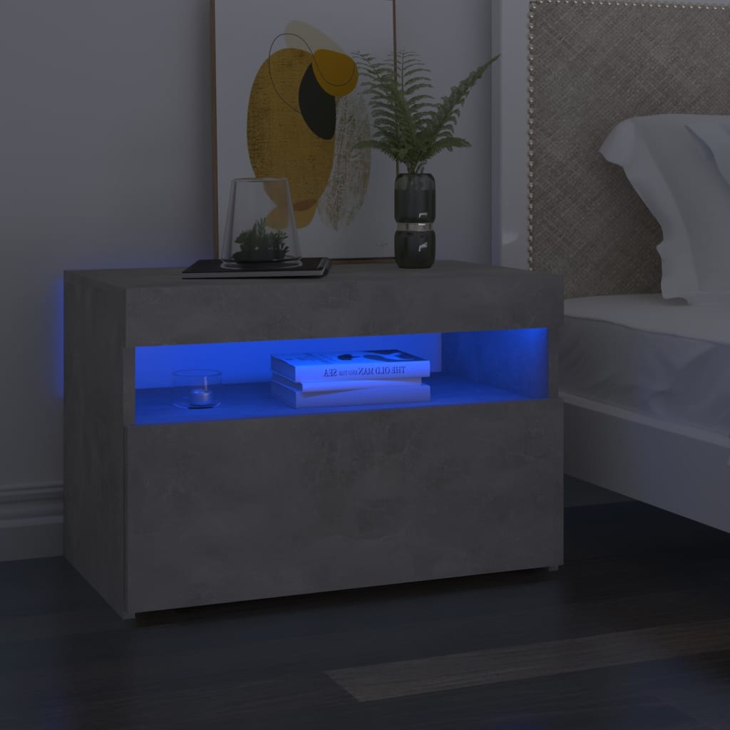 vidaXL Nachtkastje met LED-verlichting 60x35x40 cm bewerkt hout wit
